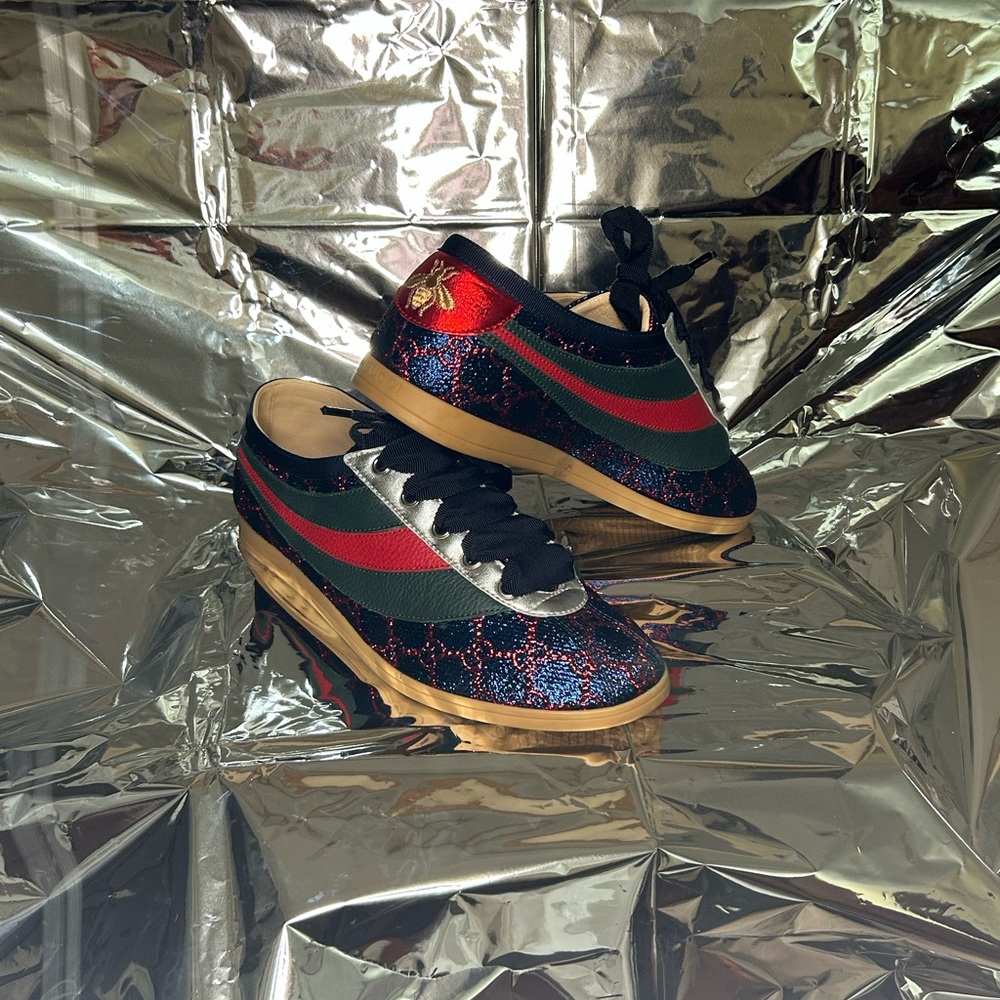 Gucci Falacer Lurex Web Sneakers Green Red Blue Metallic